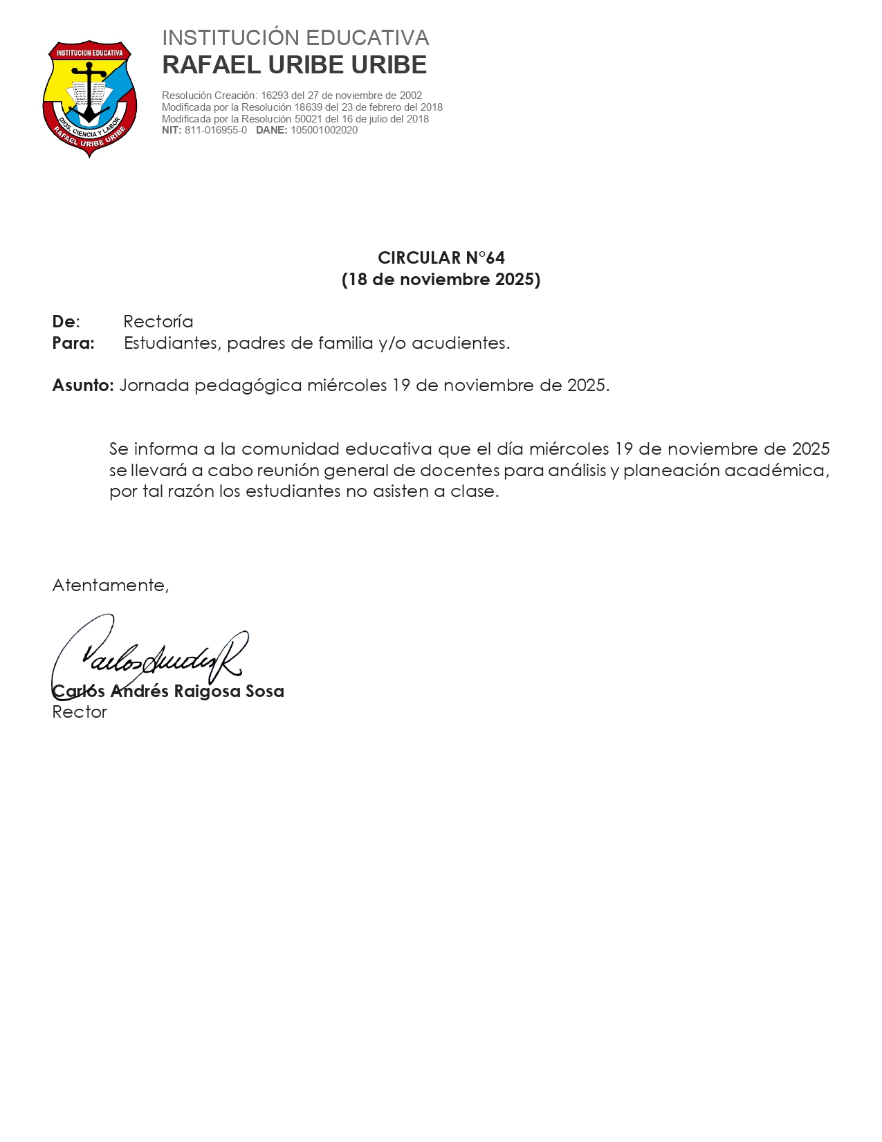 Jornada miercoles 19 de noviembre de 2025